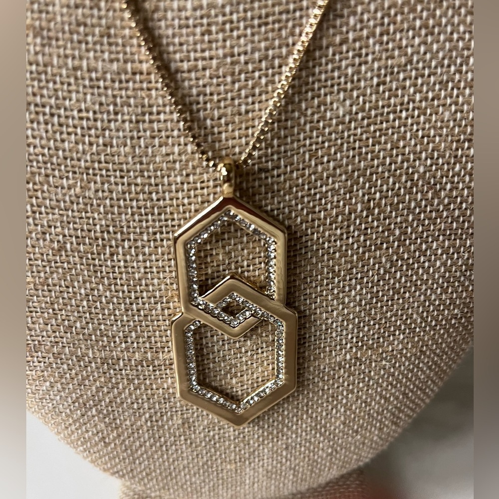 Karl Lagerfeld Gold and Silver Hexagon Necklace